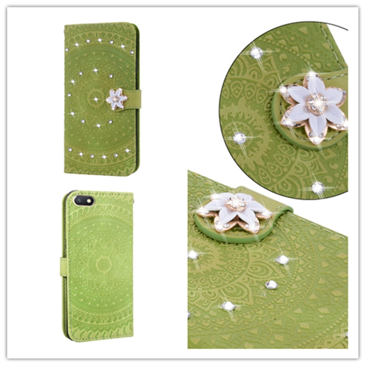 For  Xiaomi Redmi 6a Pressed Printing Sticking Drill Pattern Horizontal Flip PU Leather Case with Holder & Card Slots & Wallet & & Lanyard