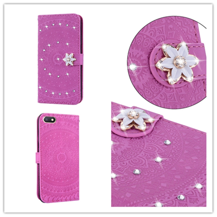 For  Xiaomi Redmi 6a Pressed Printing Sticking Drill Pattern Horizontal Flip PU Leather Case with Holder & Card Slots & Wallet & & Lanyard