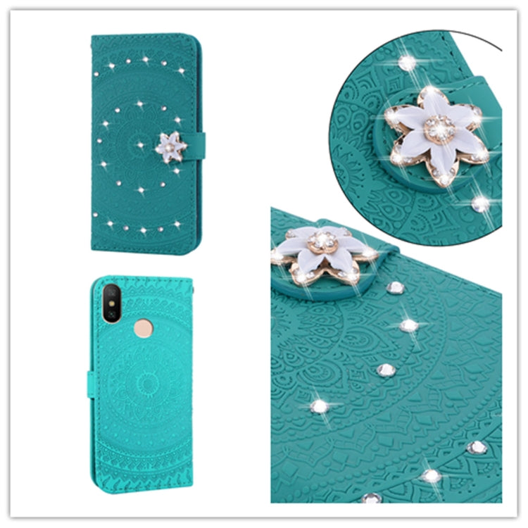 For  Xiaomi Redmi Note 6 Pro Pressed Printing Sticking Drill Pattern Horizontal Flip PU Leather Case with Holder & Card Slots & Wallet & & Lanyard