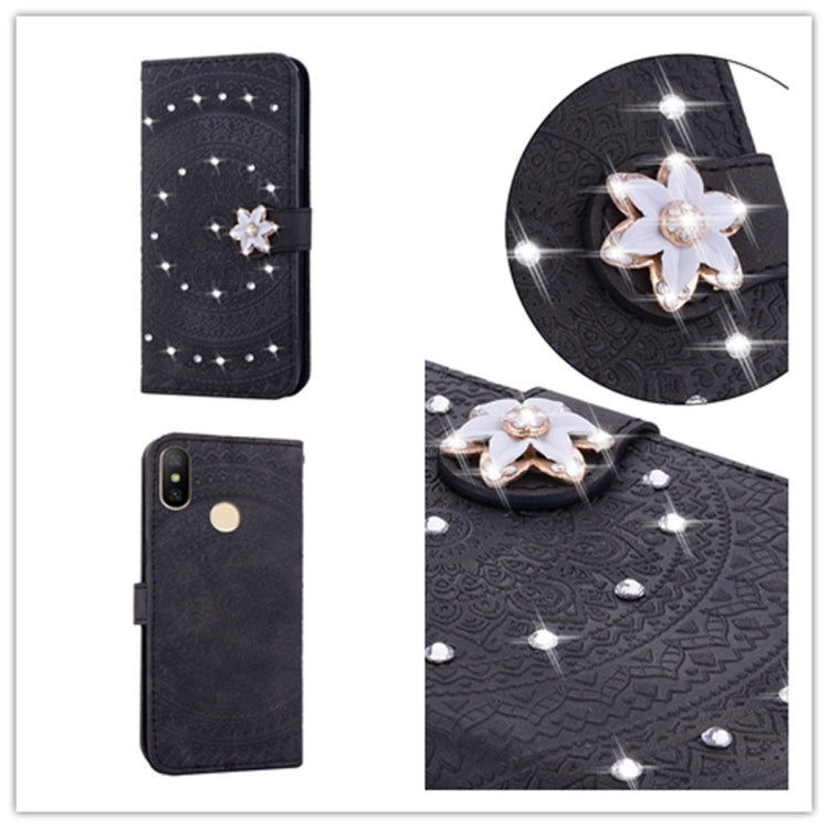 For  Xiaomi Redmi Note 6 Pro Pressed Printing Sticking Drill Pattern Horizontal Flip PU Leather Case with Holder & Card Slots & Wallet & & Lanyard