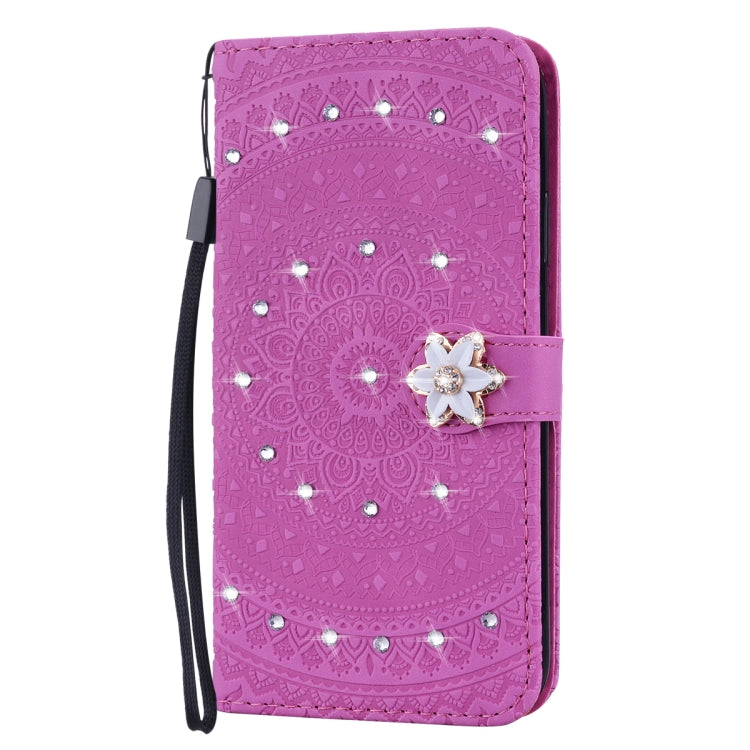For Xiaomi Redmi Note 7 Pressed Printing Sticking Drill Pattern Horizontal Flip PU Leather Case with Holder & Card Slots & Wallet & & Lanyard