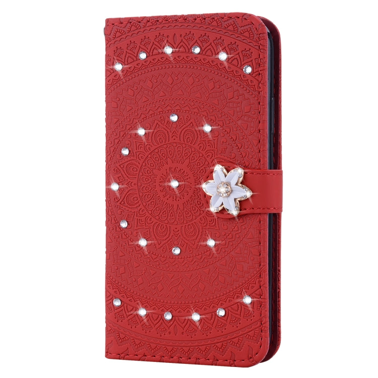 For Xiaomi Redmi Note 7 Pressed Printing Sticking Drill Pattern Horizontal Flip PU Leather Case with Holder & Card Slots & Wallet & & Lanyard