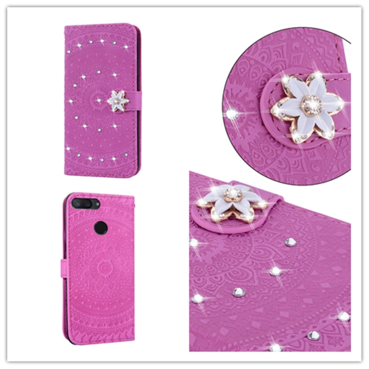 For Xiaomi 8 Lite Pressed Printing Sticking Drill Pattern Horizontal Flip PU Leather Case with Holder & Card Slots & Wallet & & Lanyard
