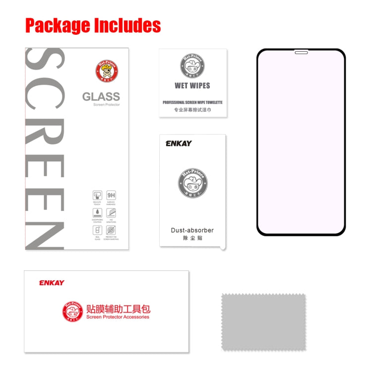 For iPhone 11 Pro / XS / X ENKAY Hat-prince Full Glue 0.26mm 9H 2.5D Anti-Blue-Ray Tempered Glass Full Coverage Film