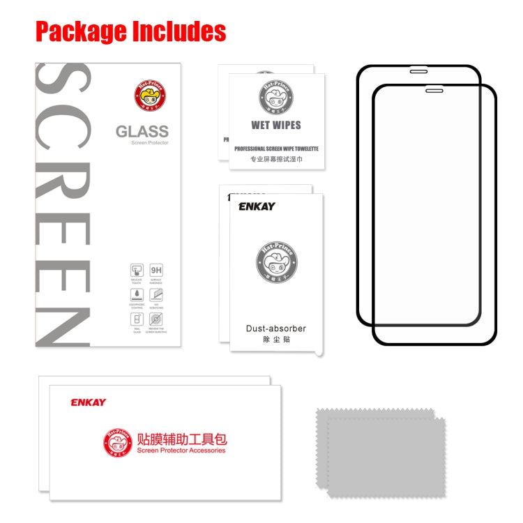 For iPhone 11 Pro Max / XS Max 2PCS ENKAY Hat-prince Full Glue 0.26mm 9H 2.5D Tempered Glass Full Coverage Film