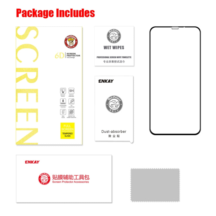 For iPhone 11 Pro / XS / X ENKAY Hat-Prince 0.26mm 9H 6D Curved Full Screen Tempered Glass Film