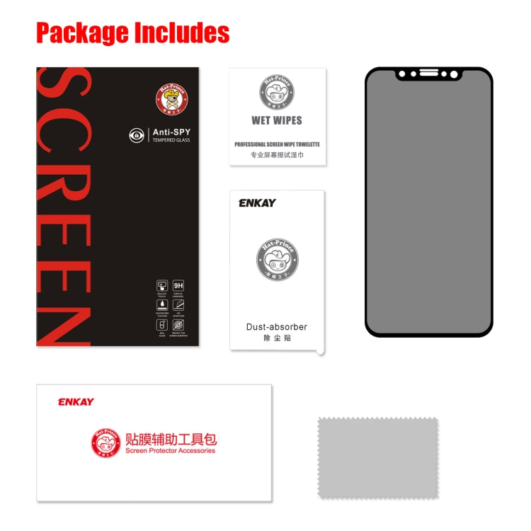 For iPhone 11 Pro Max / XS Max ENKAY Hat-Prince 0.26mm 9H 2.5D Privacy Anti-glare Full Screen Tempered Glass Film