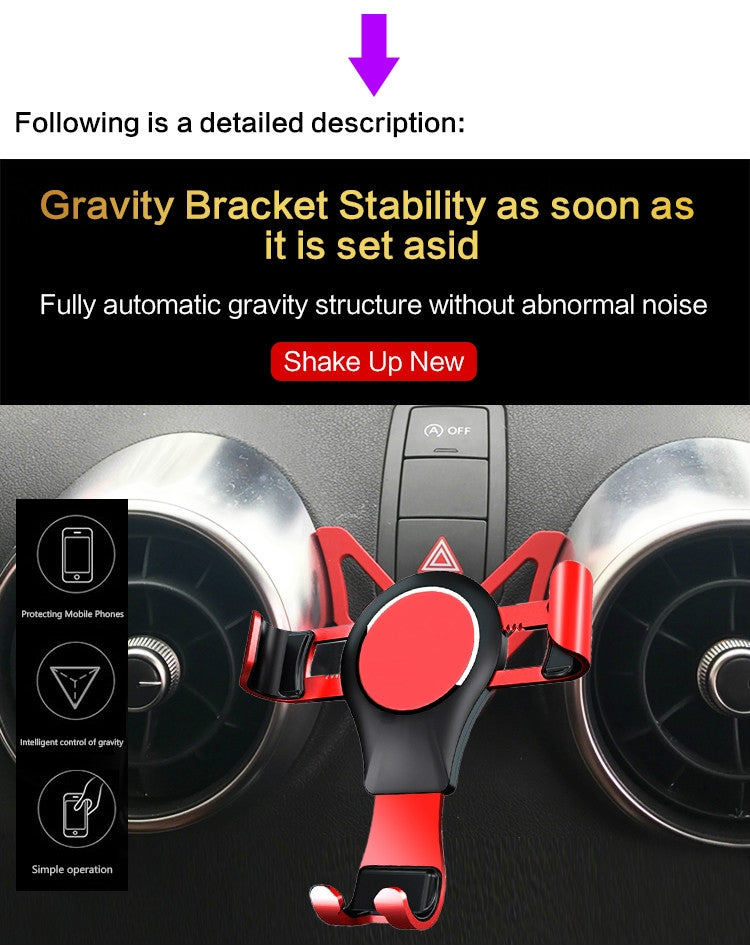 Applicable for Audi  A1/S1 Vehicle-Mounted Mobile Phone Bracket Air Outlet Suction Cup Self-Gravity Model(Red)