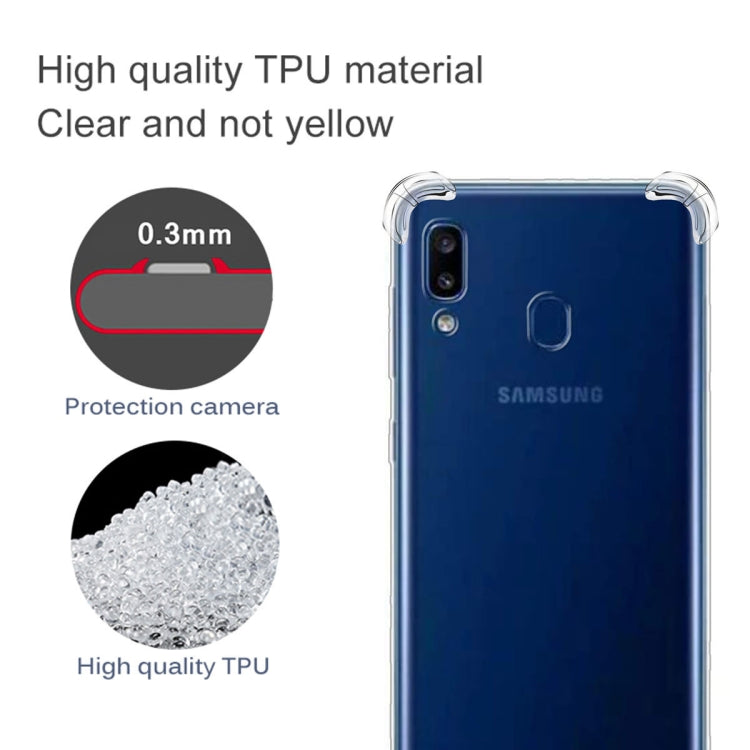 For Galaxy A40 Four-Corner Anti-Drop Ultra-Thin Transparent TPU Phone Case(Transparent)