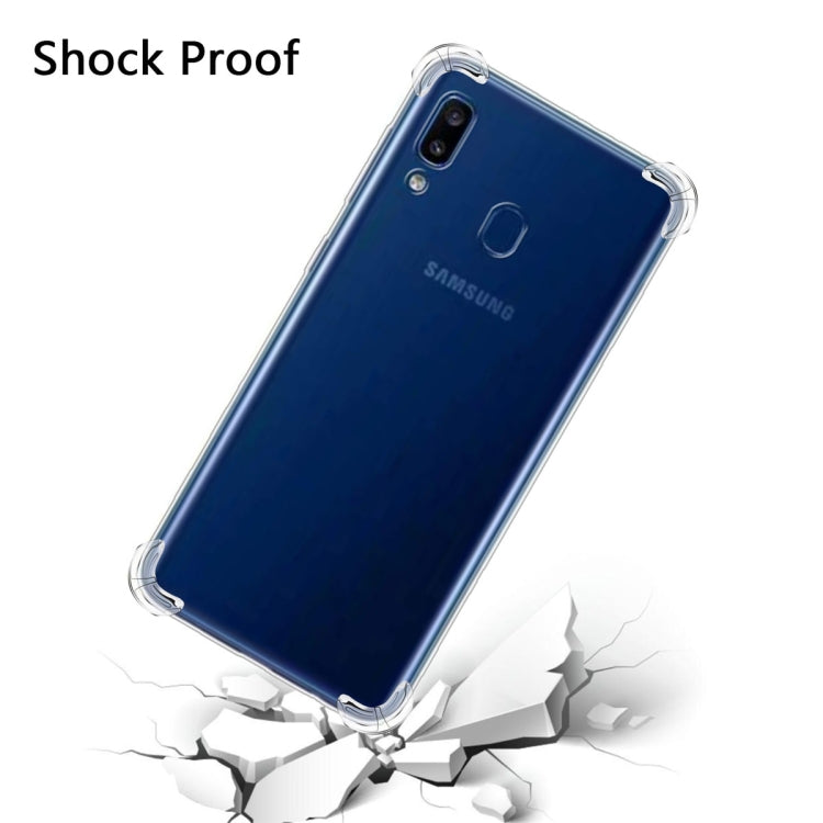 For Galaxy A40 Four-Corner Anti-Drop Ultra-Thin Transparent TPU Phone Case(Transparent)