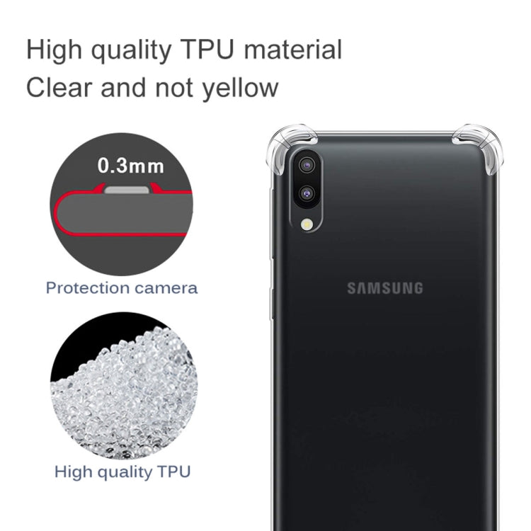 For Galaxy A10/M10 Four-Corner Anti-Drop Ultra-Thin Transparent TPU Phone Case(Transparent)