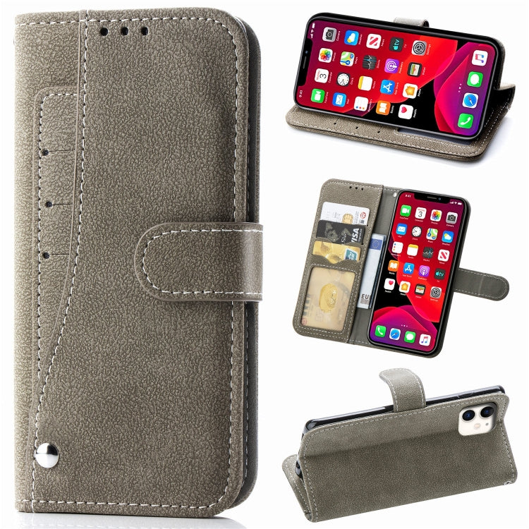 For iPhone 11 Matte Leather Rotary Card Case with Card Slot and Photo Frame and Stand Function