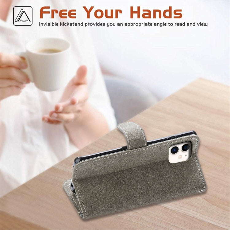 For iPhone 11 Matte Leather Rotary Card Case with Card Slot and Photo Frame and Stand Function