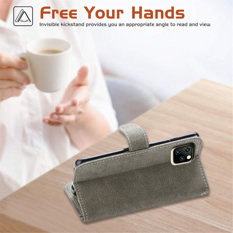 For iPhone 11 Pro Max Matte Leather Rotary Card Case with Card Slot and Photo Frame and Stand Function