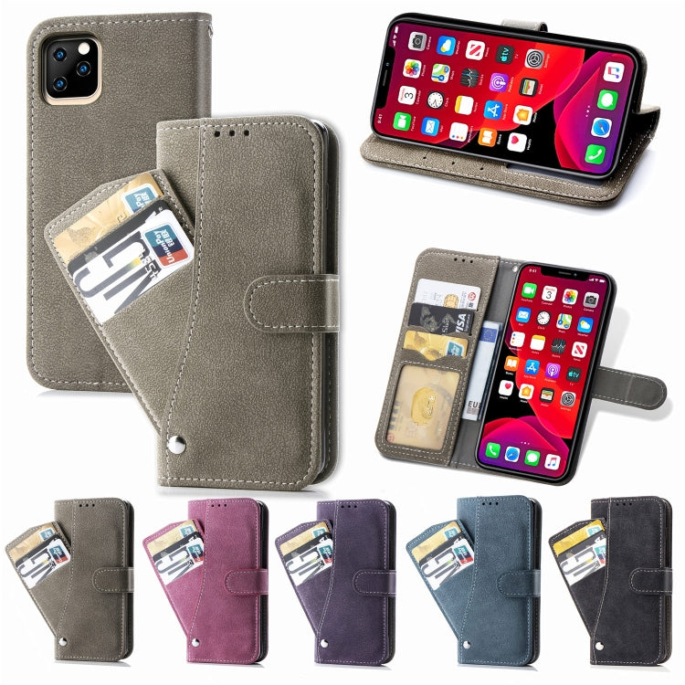 For iPhone 11 Pro Max Matte Leather Rotary Card Case with Card Slot and Photo Frame and Stand Function