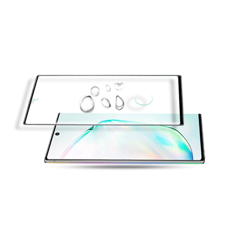 For Galaxy Note 10 mocolo 0.33mm 9H 3D Curved Full Screen Tempered Glass Film, Support fingerprint unlock(Black)