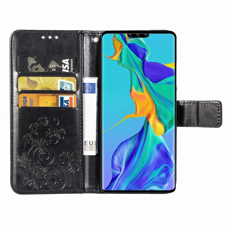 For Huawei Mate 30 Pro Four-leaf Clasp Embossed Buckle Mobile Phone Protection Leather Case with Lanyard & Card Slot & Wallet & Bracket Function