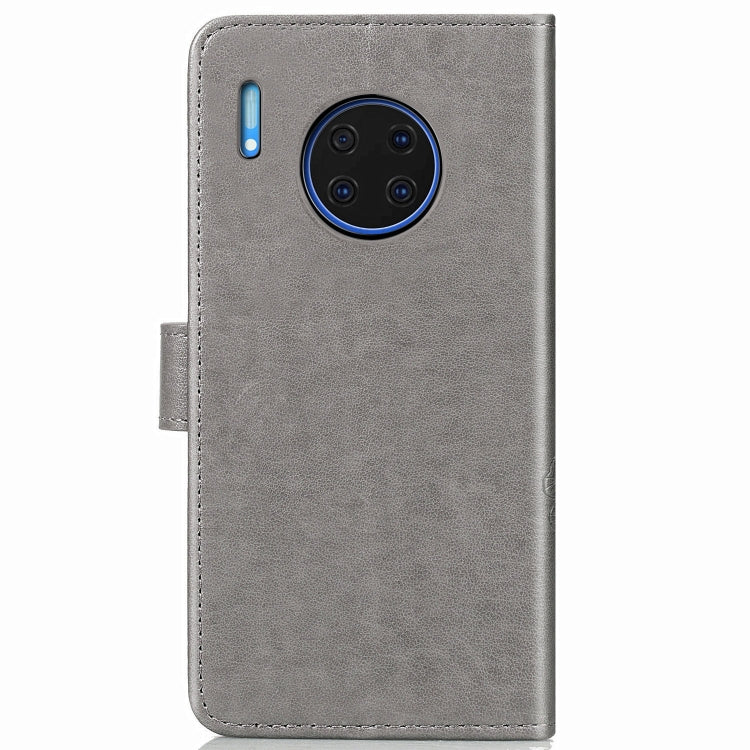 For Huawei Mate 30 Pro Four-leaf Clasp Embossed Buckle Mobile Phone Protection Leather Case with Lanyard & Card Slot & Wallet & Bracket Function