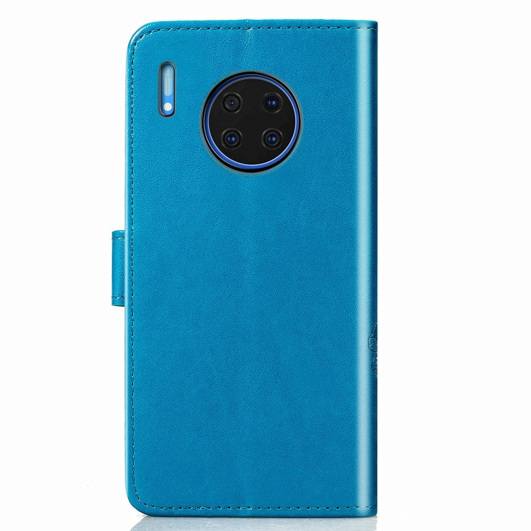 For Huawei Mate 30 Pro Four-leaf Clasp Embossed Buckle Mobile Phone Protection Leather Case with Lanyard & Card Slot & Wallet & Bracket Function