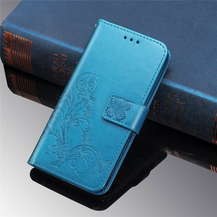 For Xiaomi Redmi Note 8  Four-leaf Clasp Embossed Buckle Mobile Phone Protection Leather Case with Lanyard & Card Slot & Wallet & Bracket Function