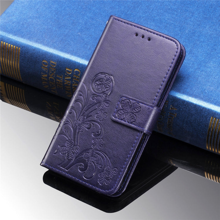 For Xiaomi Redmi Note 8 Pro Four-leaf Clasp Embossed Buckle Mobile Phone Protection Leather Case with Lanyard & Card Slot & Wallet & Bracket Function