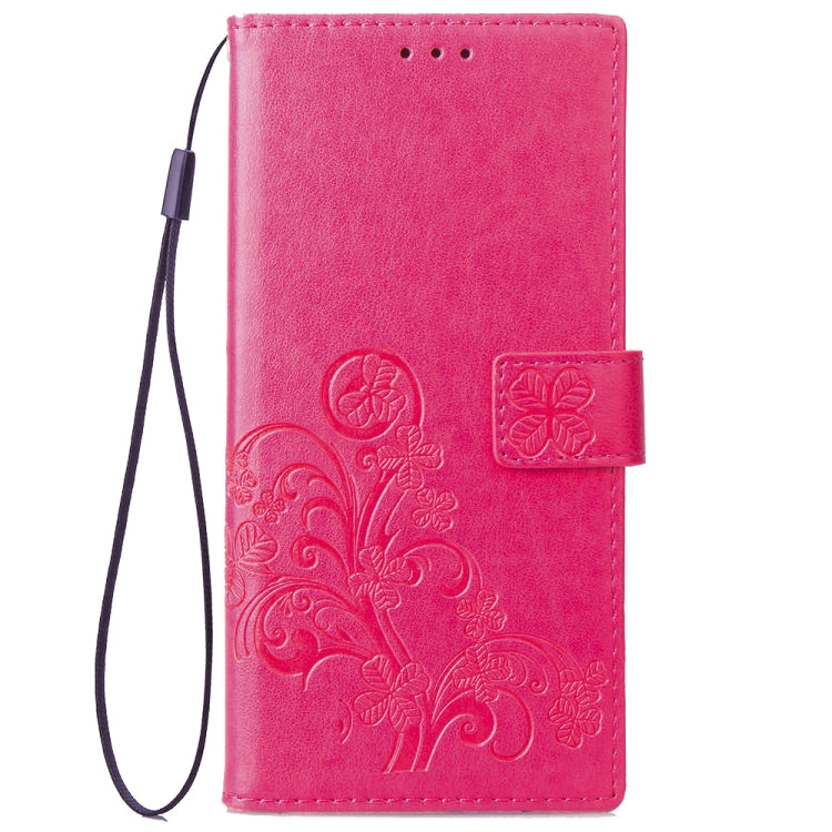 For Sony Xperia 20 Four-leaf Clasp Embossed Buckle Mobile Phone Protection Leather Case with Lanyard & Card Slot & Wallet & Bracket Function