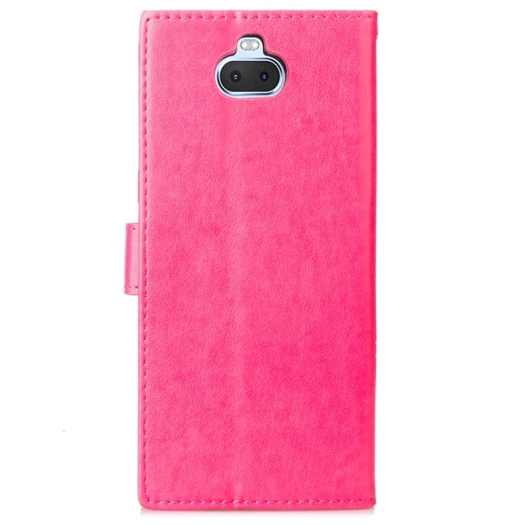 For Sony Xperia 20 Four-leaf Clasp Embossed Buckle Mobile Phone Protection Leather Case with Lanyard & Card Slot & Wallet & Bracket Function