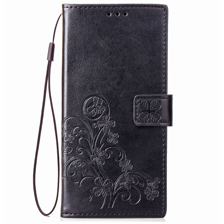 For Sony Xperia 20 Four-leaf Clasp Embossed Buckle Mobile Phone Protection Leather Case with Lanyard & Card Slot & Wallet & Bracket Function