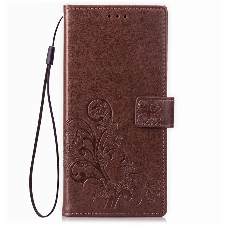 For Sony Xperia 20 Four-leaf Clasp Embossed Buckle Mobile Phone Protection Leather Case with Lanyard & Card Slot & Wallet & Bracket Function