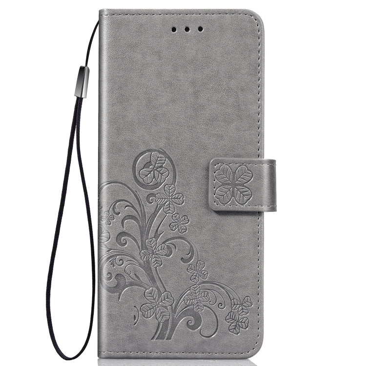 For Sony Xperia 5 Four-leaf Clasp Embossed Buckle Mobile Phone Protection Leather Case with Lanyard & Card Slot & Wallet & Bracket Function