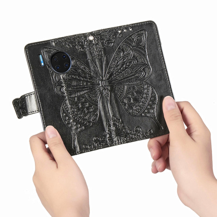 For Huawei Mate 30 Pro Butterfly Love Flower Embossed Horizontal Flip Leather Case with Bracket / Card Slot / Wallet / Lanyard