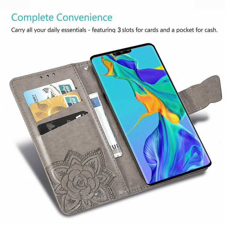For Huawei Mate 30 Pro Butterfly Love Flower Embossed Horizontal Flip Leather Case with Bracket / Card Slot / Wallet / Lanyard