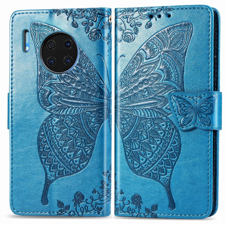 For Huawei Mate 30 Pro Butterfly Love Flower Embossed Horizontal Flip Leather Case with Bracket / Card Slot / Wallet / Lanyard