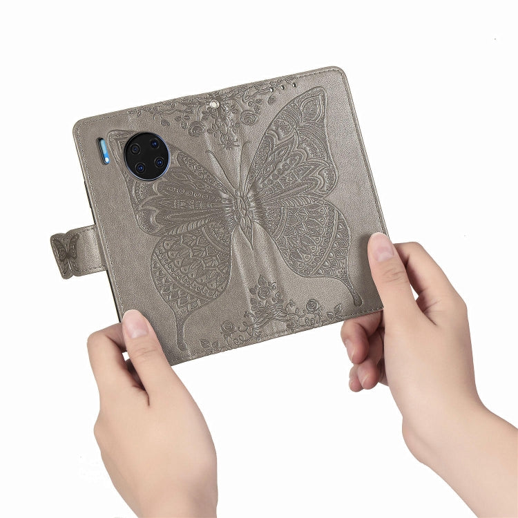 For Huawei Mate 30 Pro Butterfly Love Flower Embossed Horizontal Flip Leather Case with Bracket / Card Slot / Wallet / Lanyard