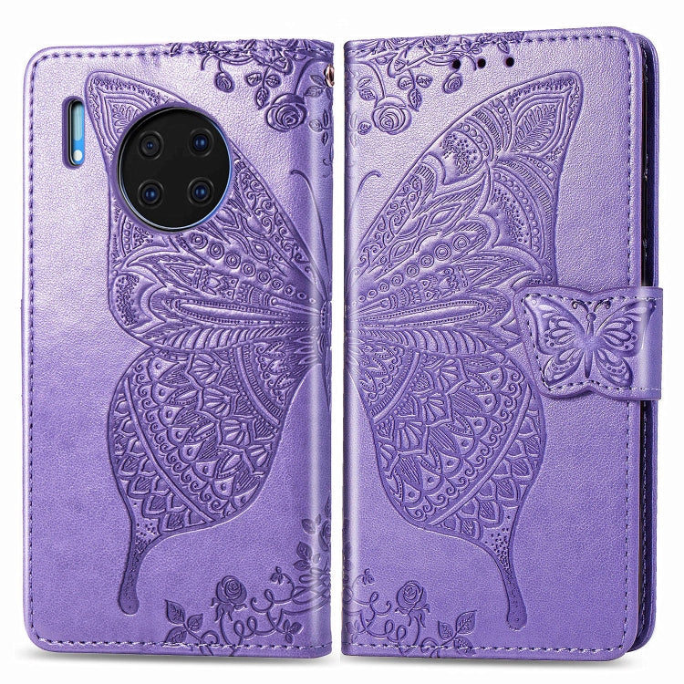 For Huawei Mate 30 Pro Butterfly Love Flower Embossed Horizontal Flip Leather Case with Bracket / Card Slot / Wallet / Lanyard