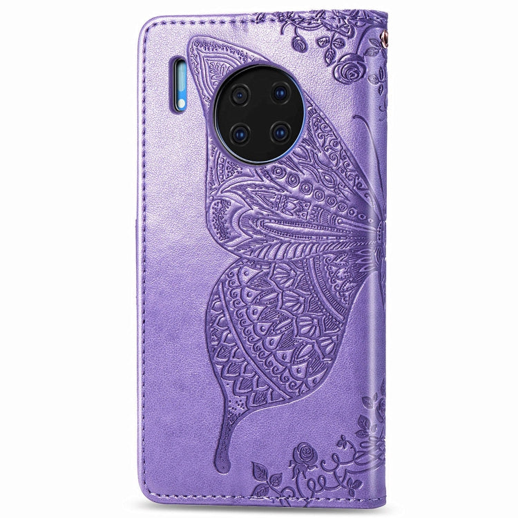 For Huawei Mate 30 Pro Butterfly Love Flower Embossed Horizontal Flip Leather Case with Bracket / Card Slot / Wallet / Lanyard