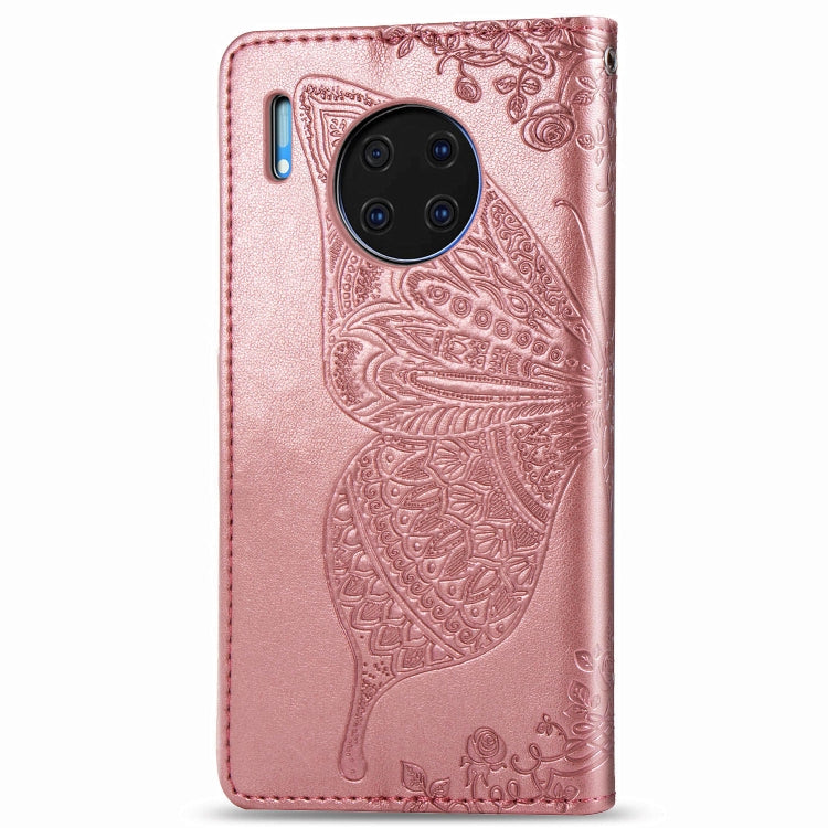 For Huawei Mate 30 Pro Butterfly Love Flower Embossed Horizontal Flip Leather Case with Bracket / Card Slot / Wallet / Lanyard