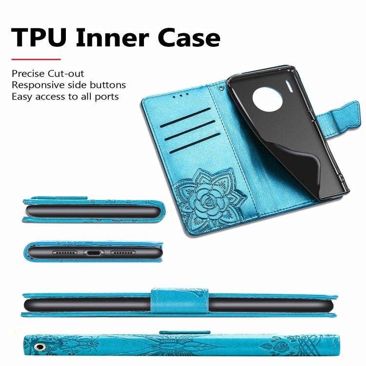 For Huawei Mate 30 Pro Butterfly Love Flower Embossed Horizontal Flip Leather Case with Bracket / Card Slot / Wallet / Lanyard