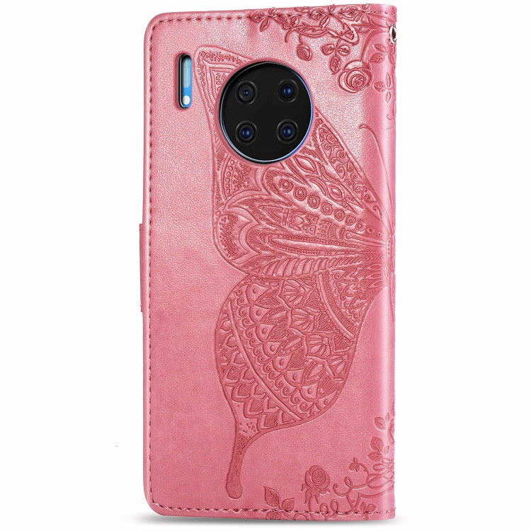 For Huawei Mate 30 Pro Butterfly Love Flower Embossed Horizontal Flip Leather Case with Bracket / Card Slot / Wallet / Lanyard