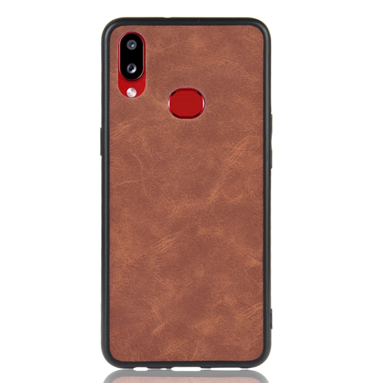 For Galaxy A10s Shockproof Sheep Skin PC + PU + TPU Case(Brown)