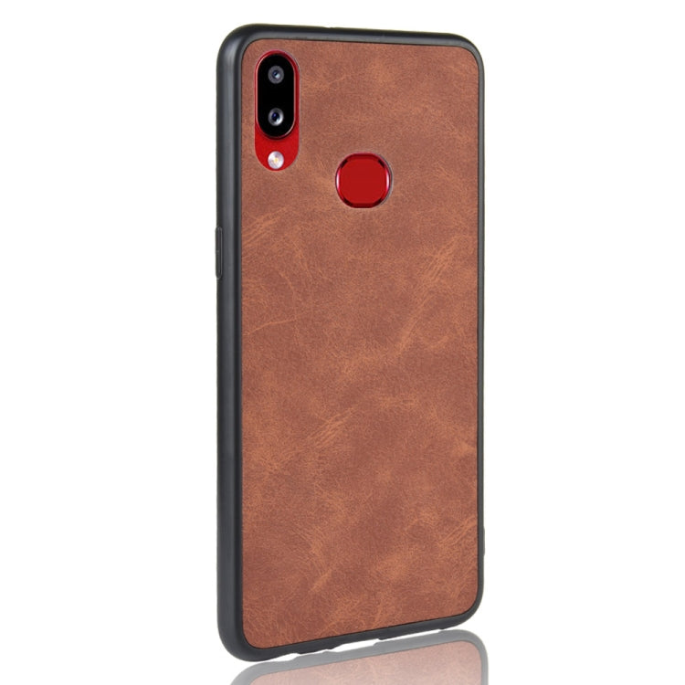 For Galaxy A10s Shockproof Sheep Skin PC + PU + TPU Case(Brown)