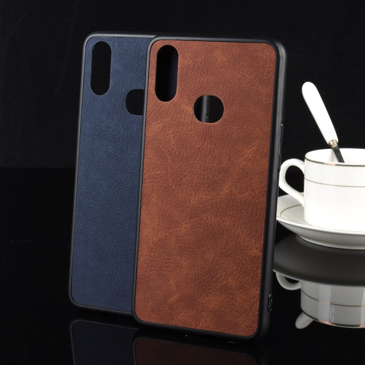 For Galaxy A10s Shockproof Sheep Skin PC + PU + TPU Case(Brown)