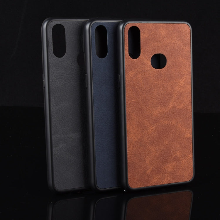 For Galaxy A10s Shockproof Sheep Skin PC + PU + TPU Case(Brown)