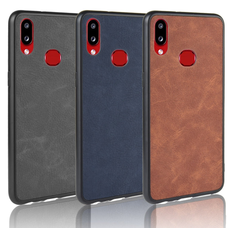 For Galaxy A10s Shockproof Sheep Skin PC + PU + TPU Case(Brown)