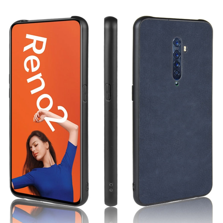 For Oppo Reno2 Shockproof Sheep Skin PC + PU + TPU Case(Blue)