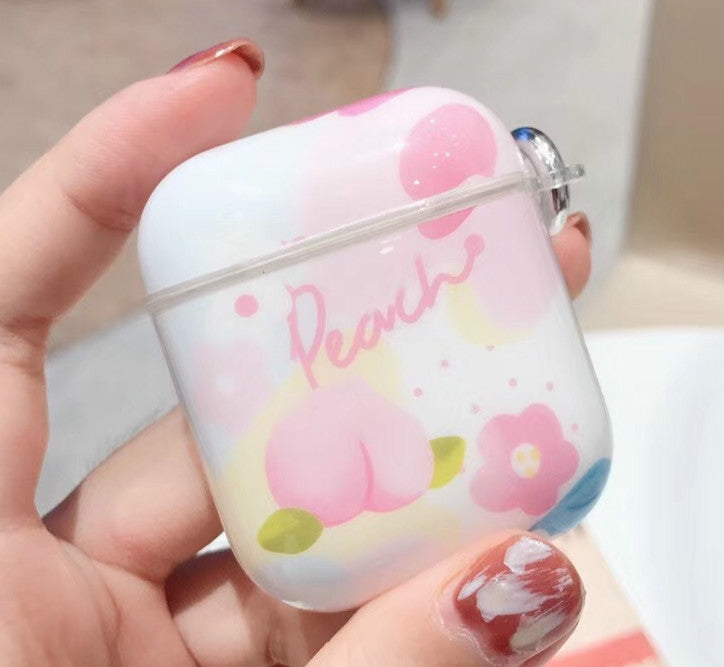 For Apple AirPods 1/2 Gen Universal Wireless Hyun Wind Lower Peach FLmd Soft Case Bluetooth Headphone Protective Case