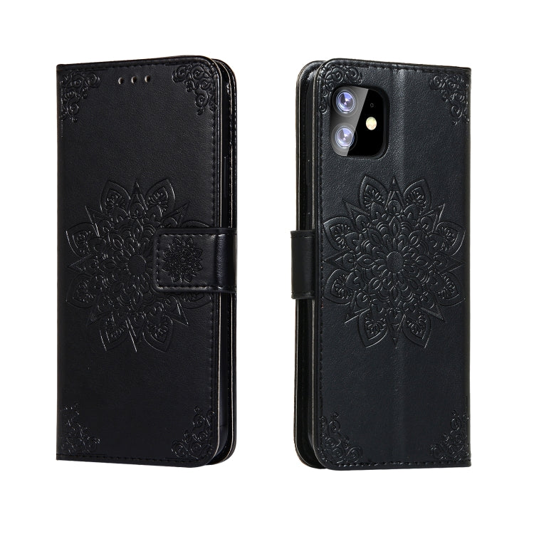 For iPhone 11 Embossed Kaleidoscope Flower Left and Right Open Leather Case, with Stand & Card Slot & Wallet