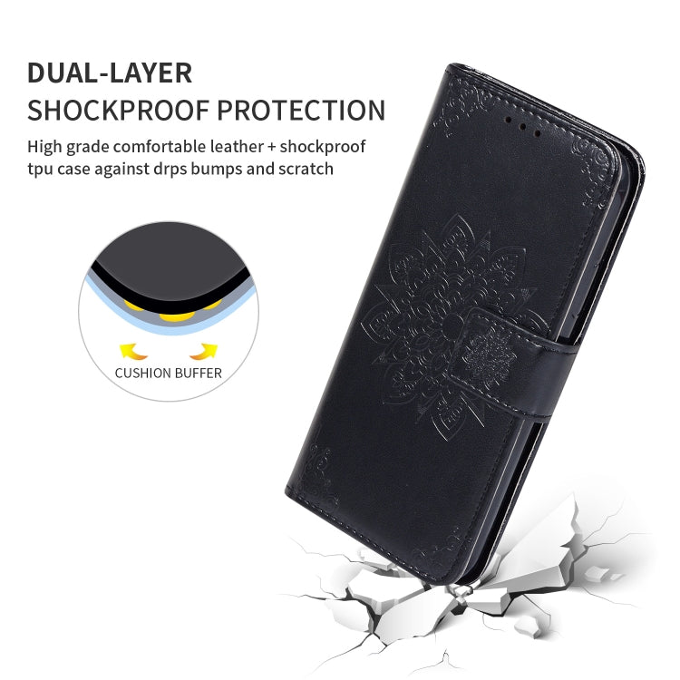 For iPhone 11 Embossed Kaleidoscope Flower Left and Right Open Leather Case, with Stand & Card Slot & Wallet