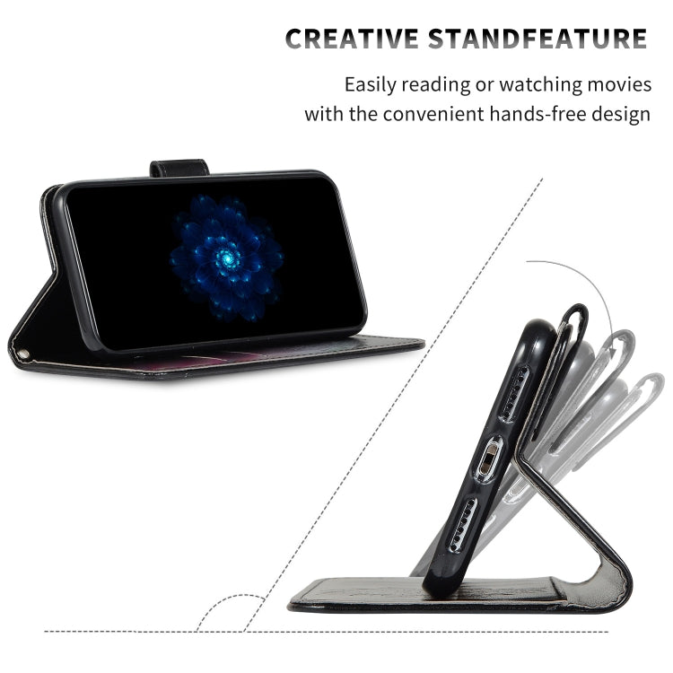 For iPhone 11 Embossed Kaleidoscope Flower Left and Right Open Leather Case, with Stand & Card Slot & Wallet