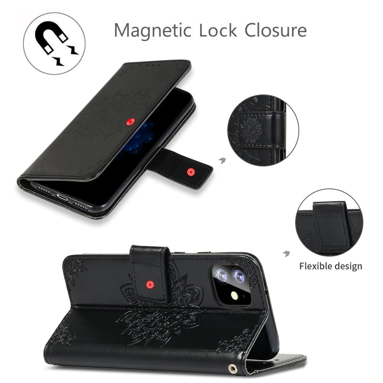 For iPhone 11 Embossed Kaleidoscope Flower Left and Right Open Leather Case, with Stand & Card Slot & Wallet